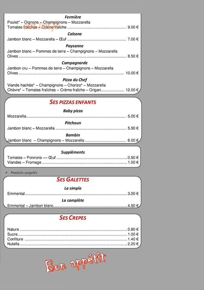 Kris Pizza — carte page 3
