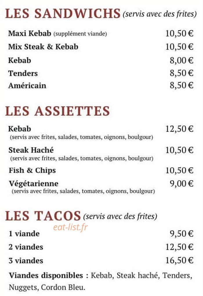 Chez Eyup — carte page 1