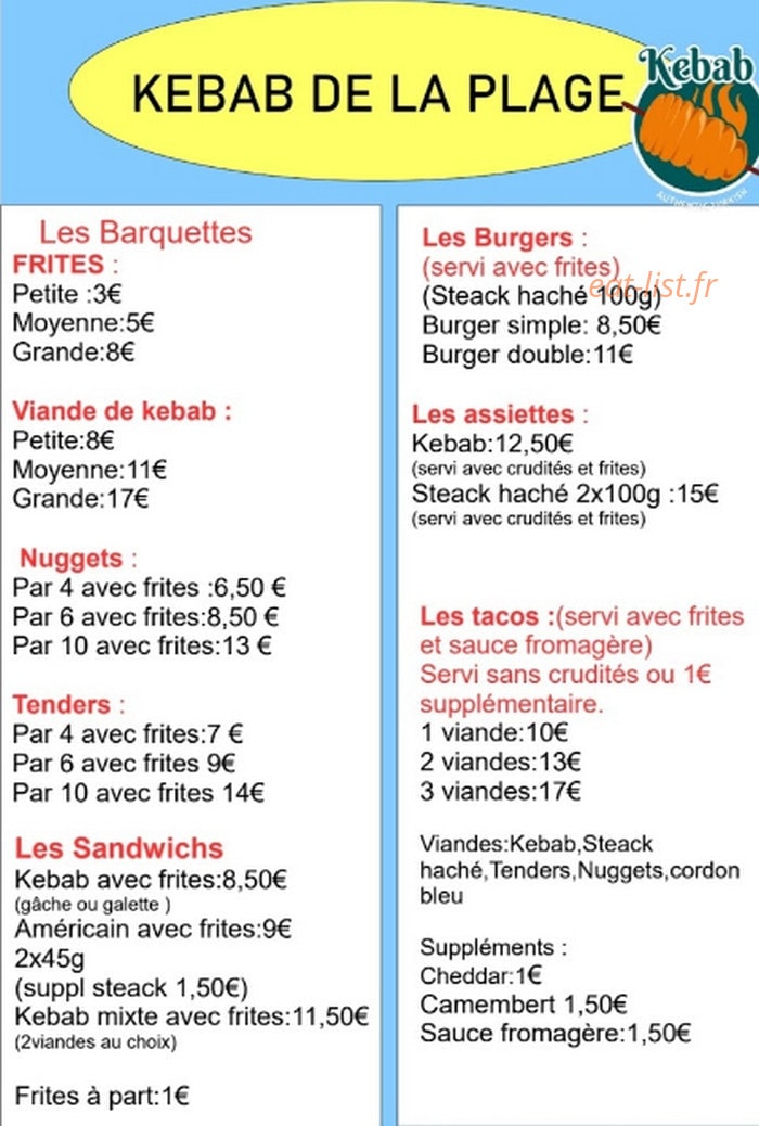 Kebab de la plage — carte page 1