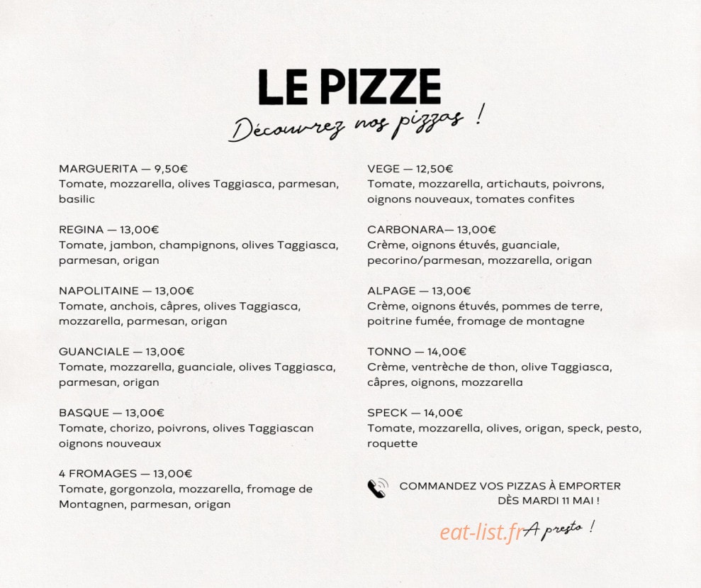 Carte et menu de Paolo à Barneville Carteret — La carte