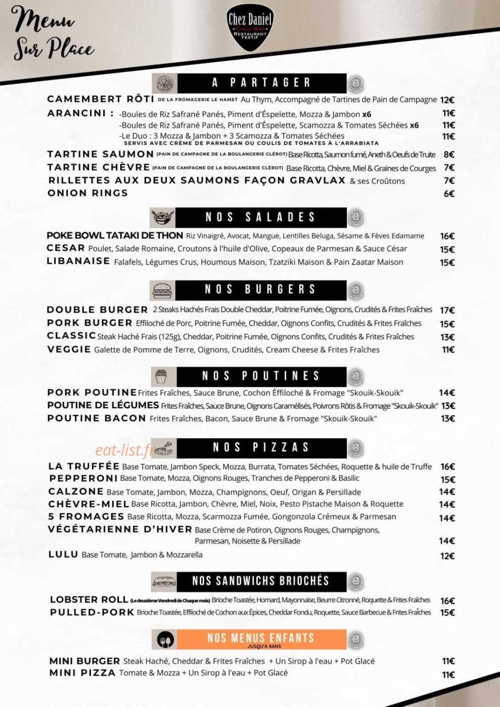 Chez Daniel — carte page 1