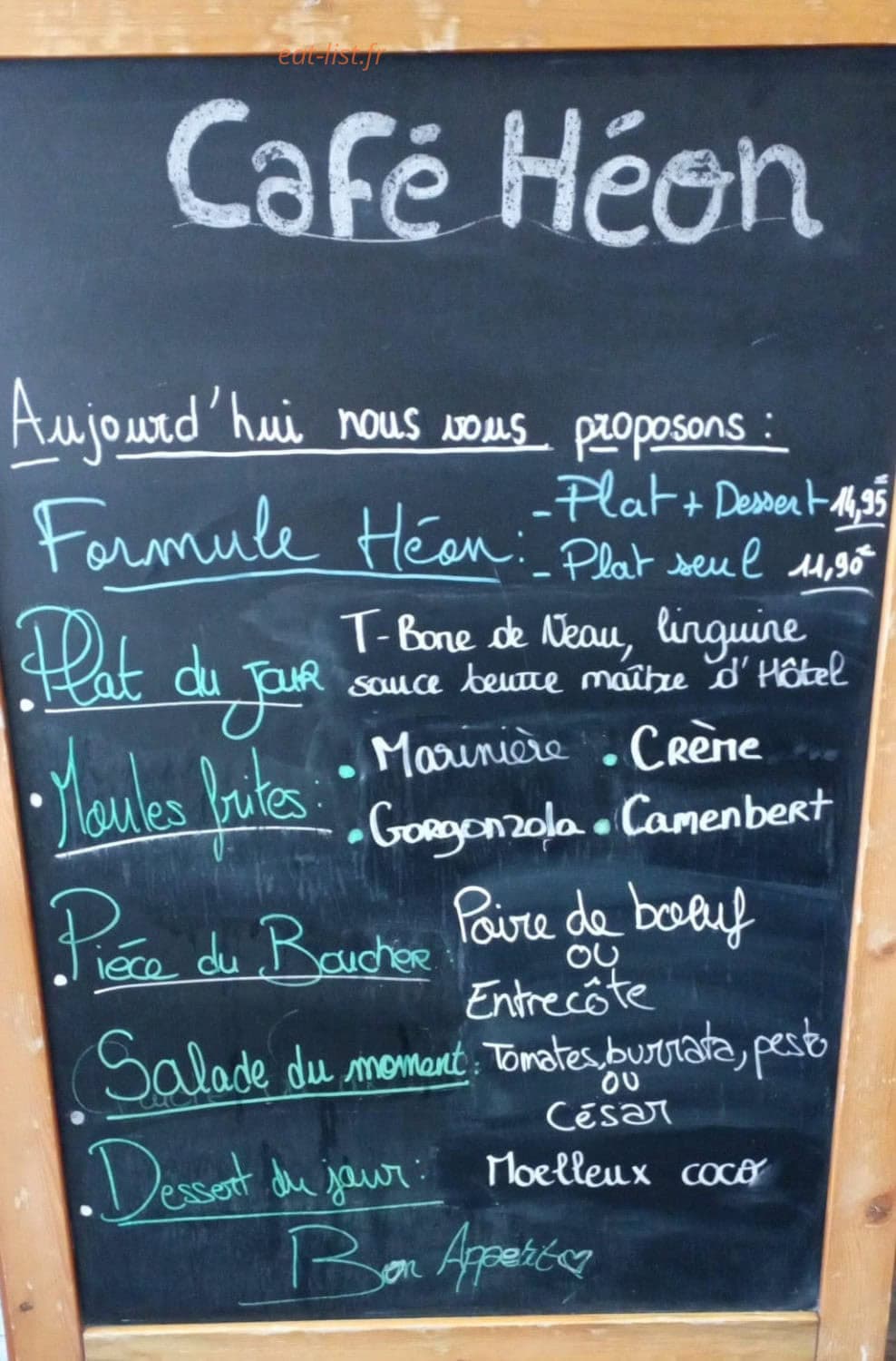 Café Héon — carte page 1