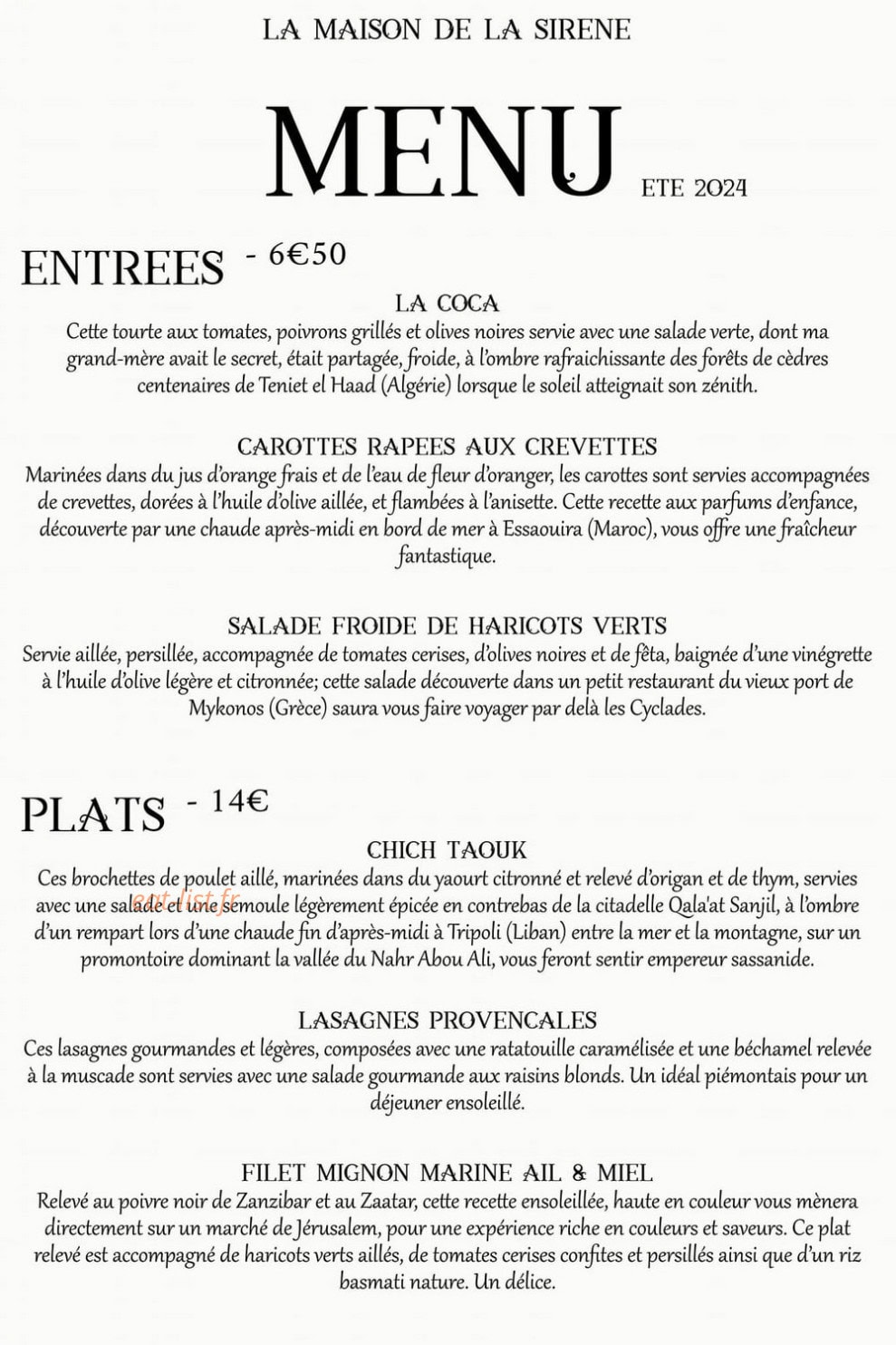 Maison de la Sirène — carte page 1
