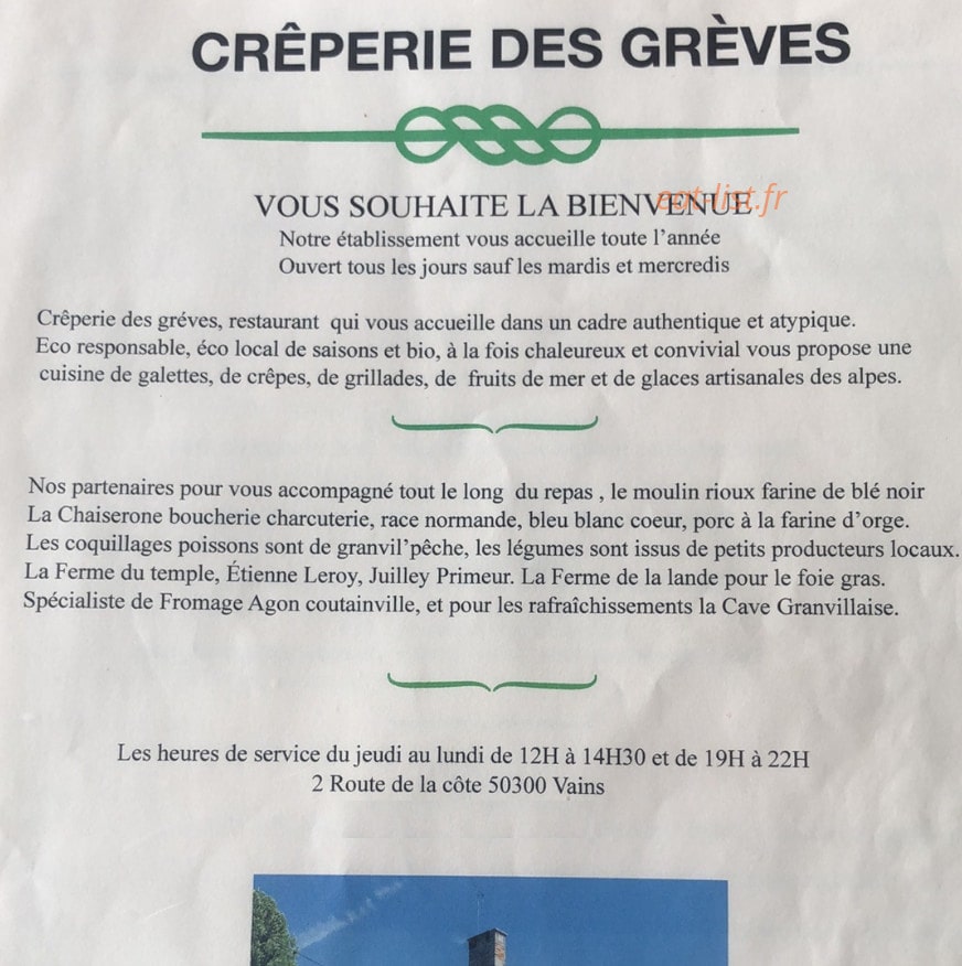 Crêperie Des Grèves — carte page 1