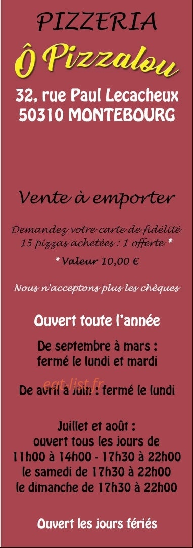 Opizzalou — carte page 1