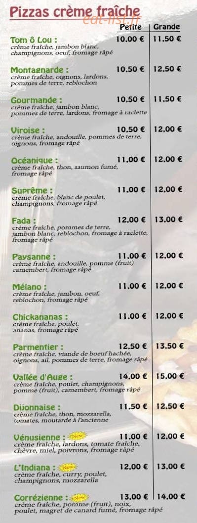 Opizzalou — carte page 2