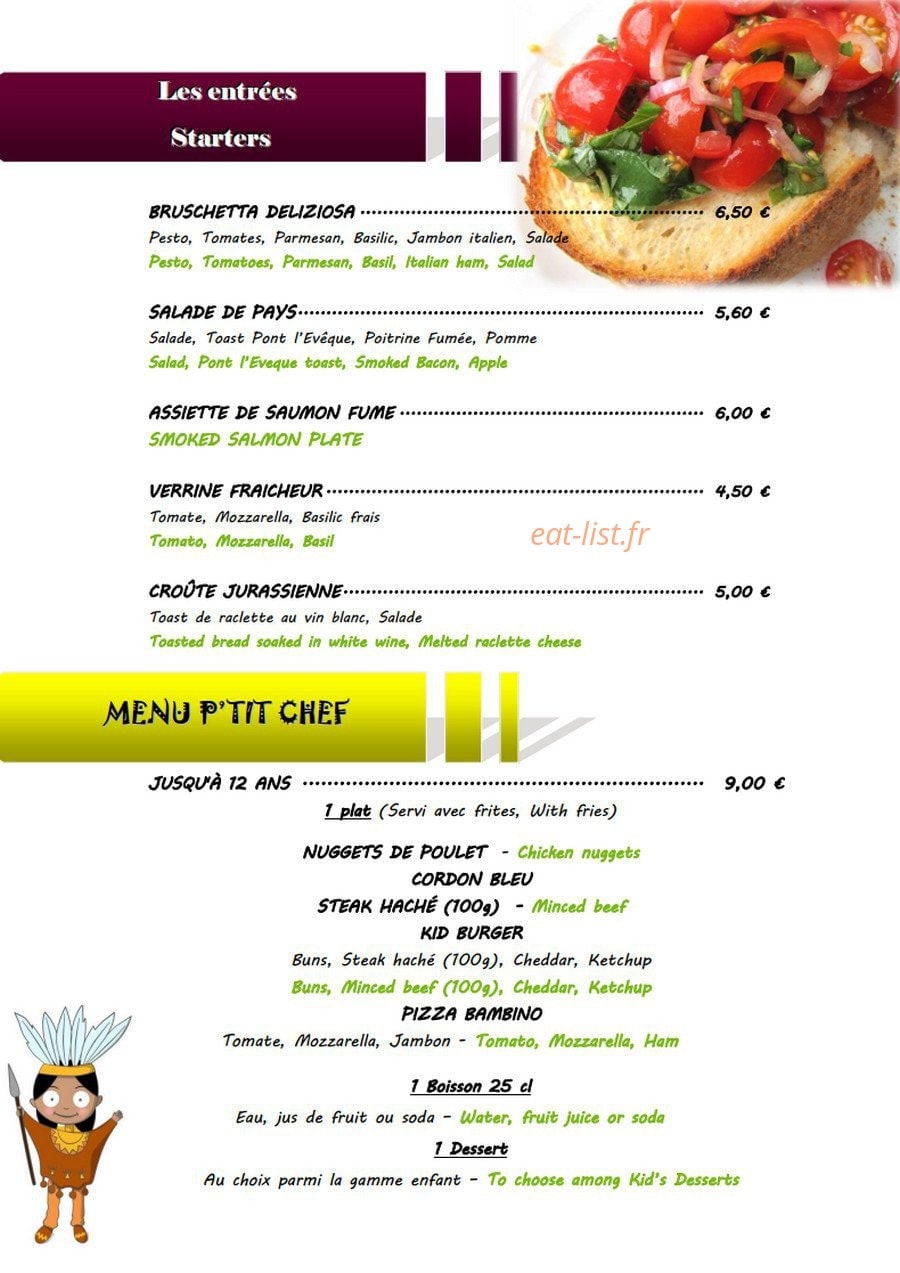 Pizzeria Le Brick — carte page 1