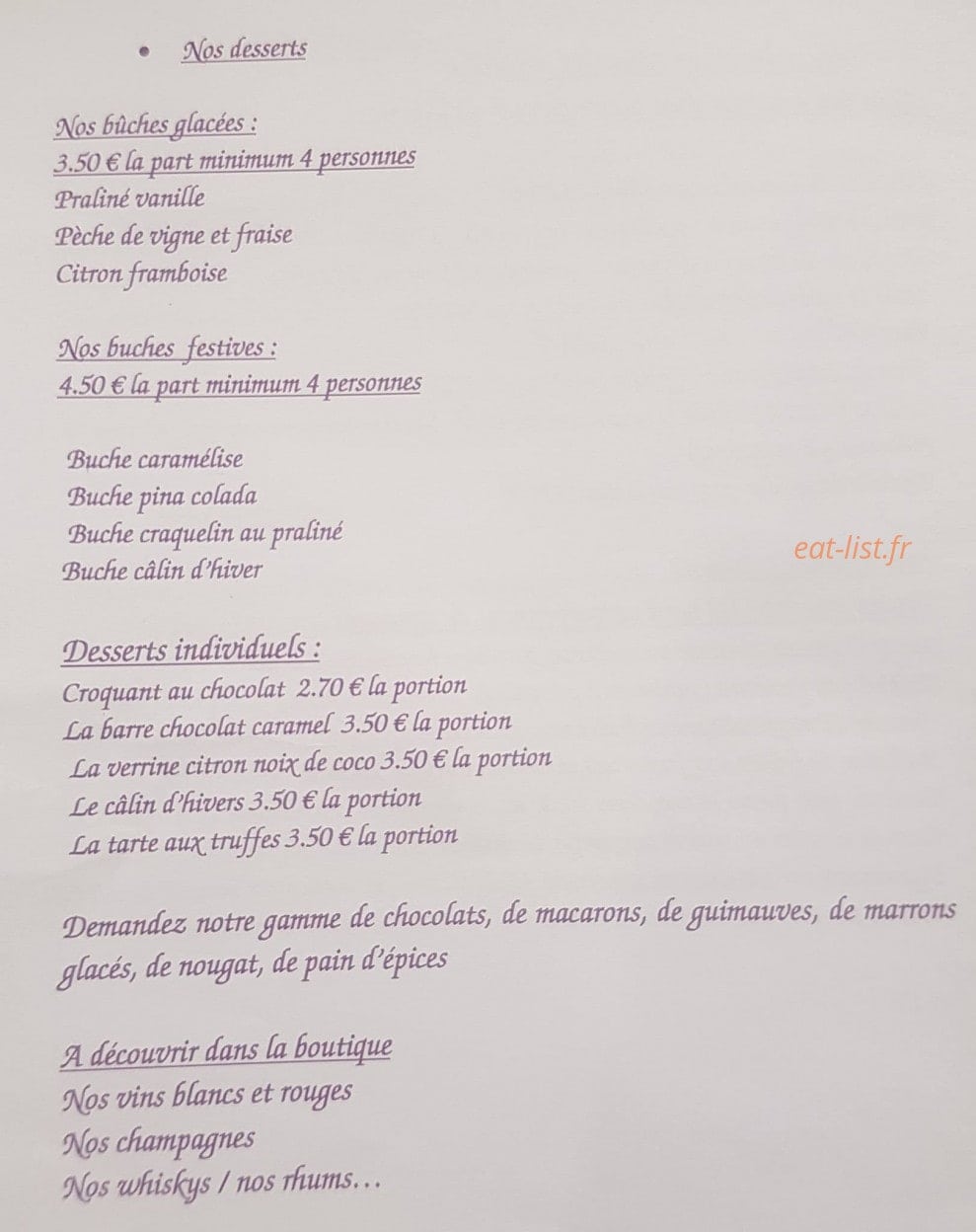 Aux Délices de Laurie — carte page 7
