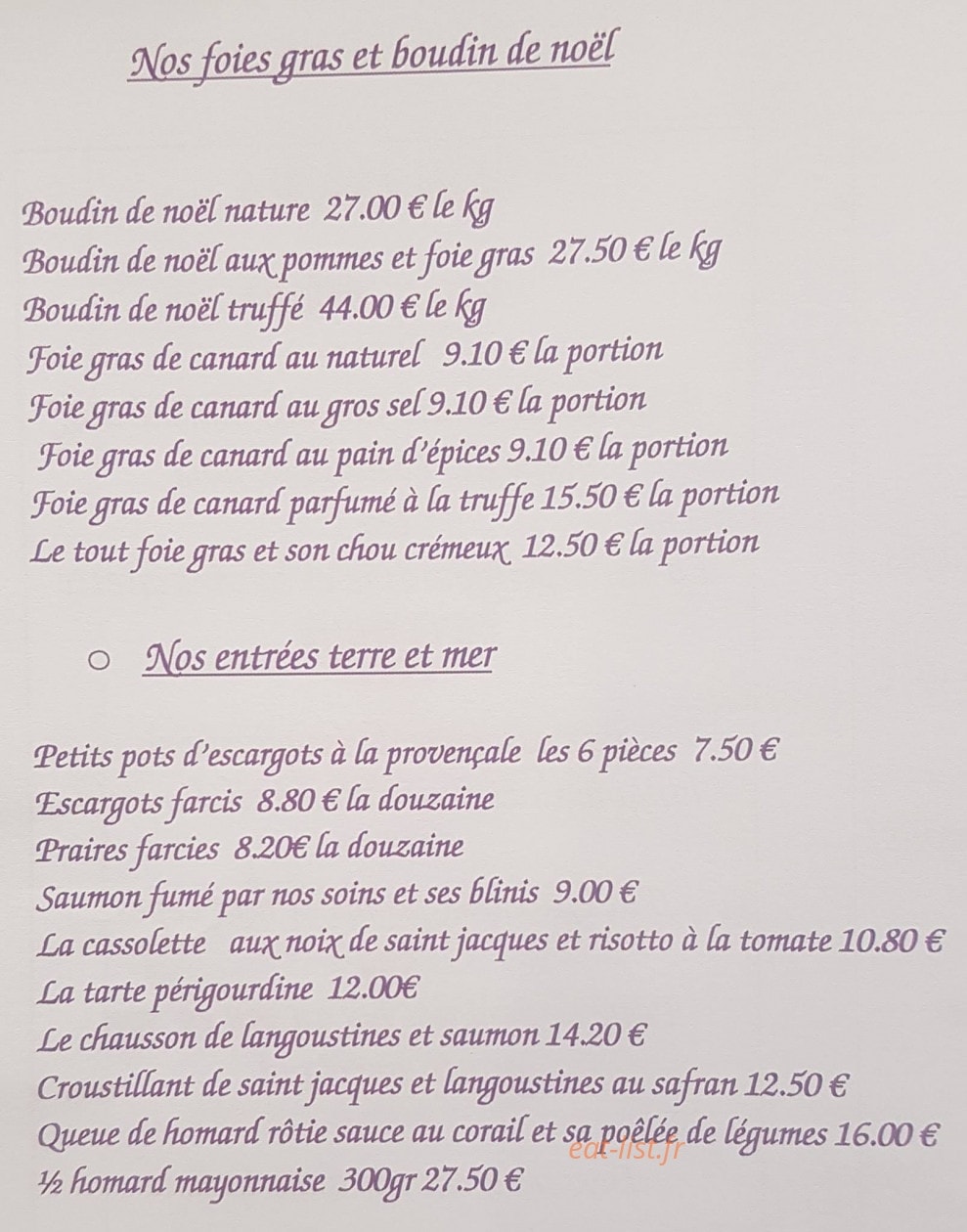 Aux Délices de Laurie — carte page 2