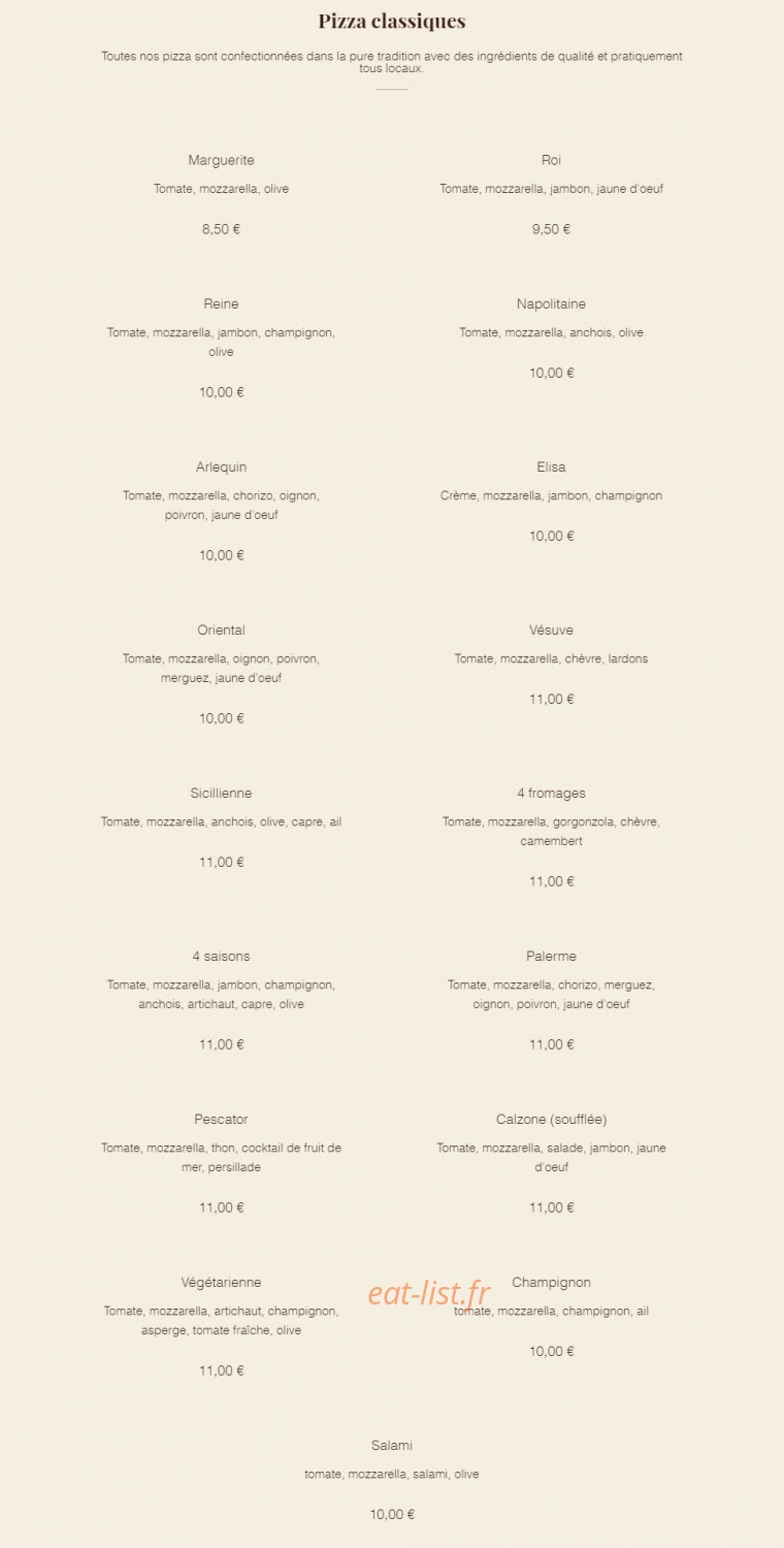 L'Atelier Pizza — carte page 1