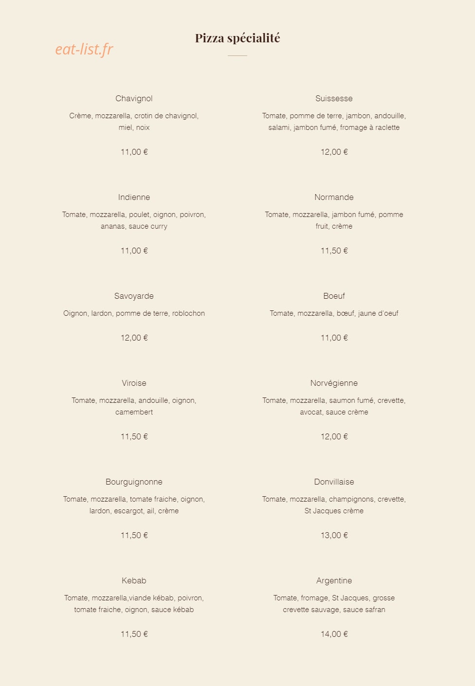 L'Atelier Pizza — carte page 2