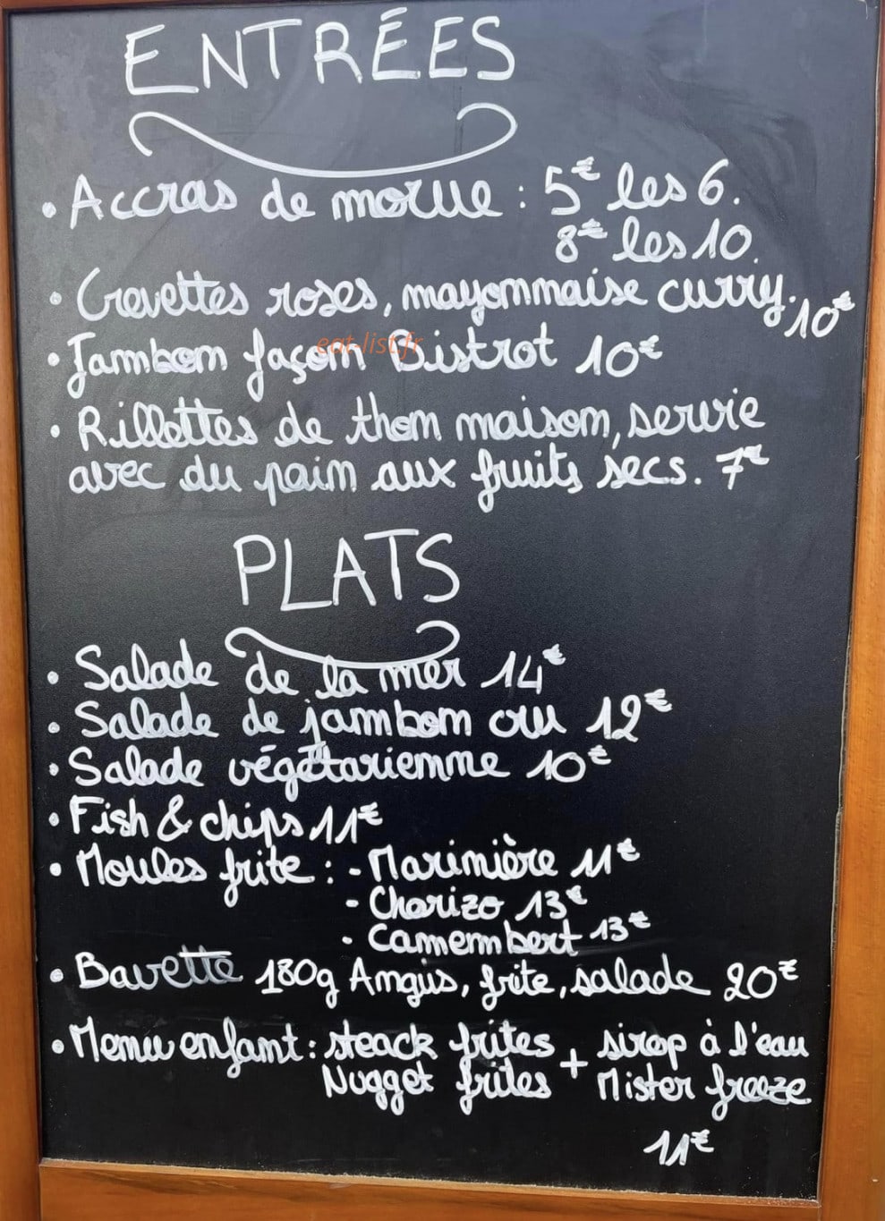 Le Bistrot de la plage — carte page 1