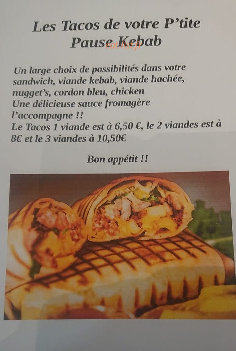 P'tite Pause Snack — carte page 1