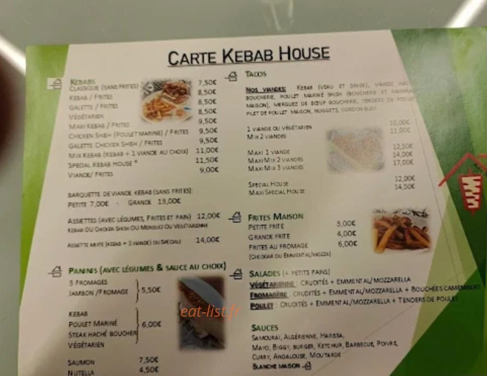Brecey Kebab House — carte page 1
