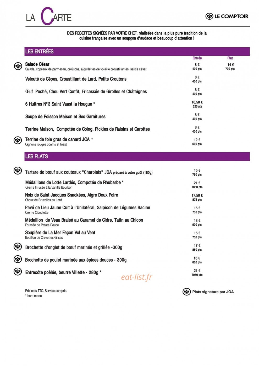 Le comptoir joa — carte page 1