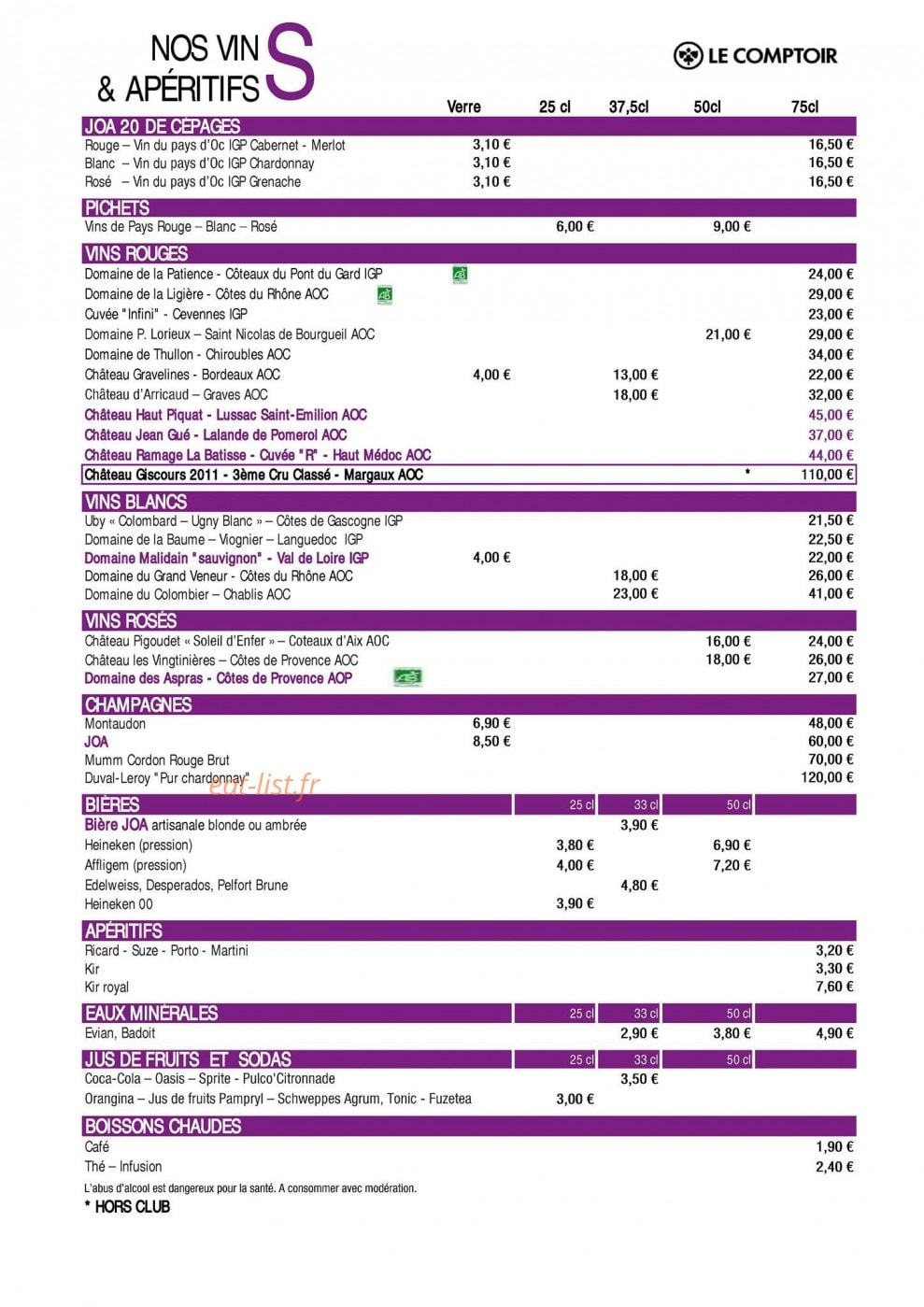 Le comptoir joa — carte page 3