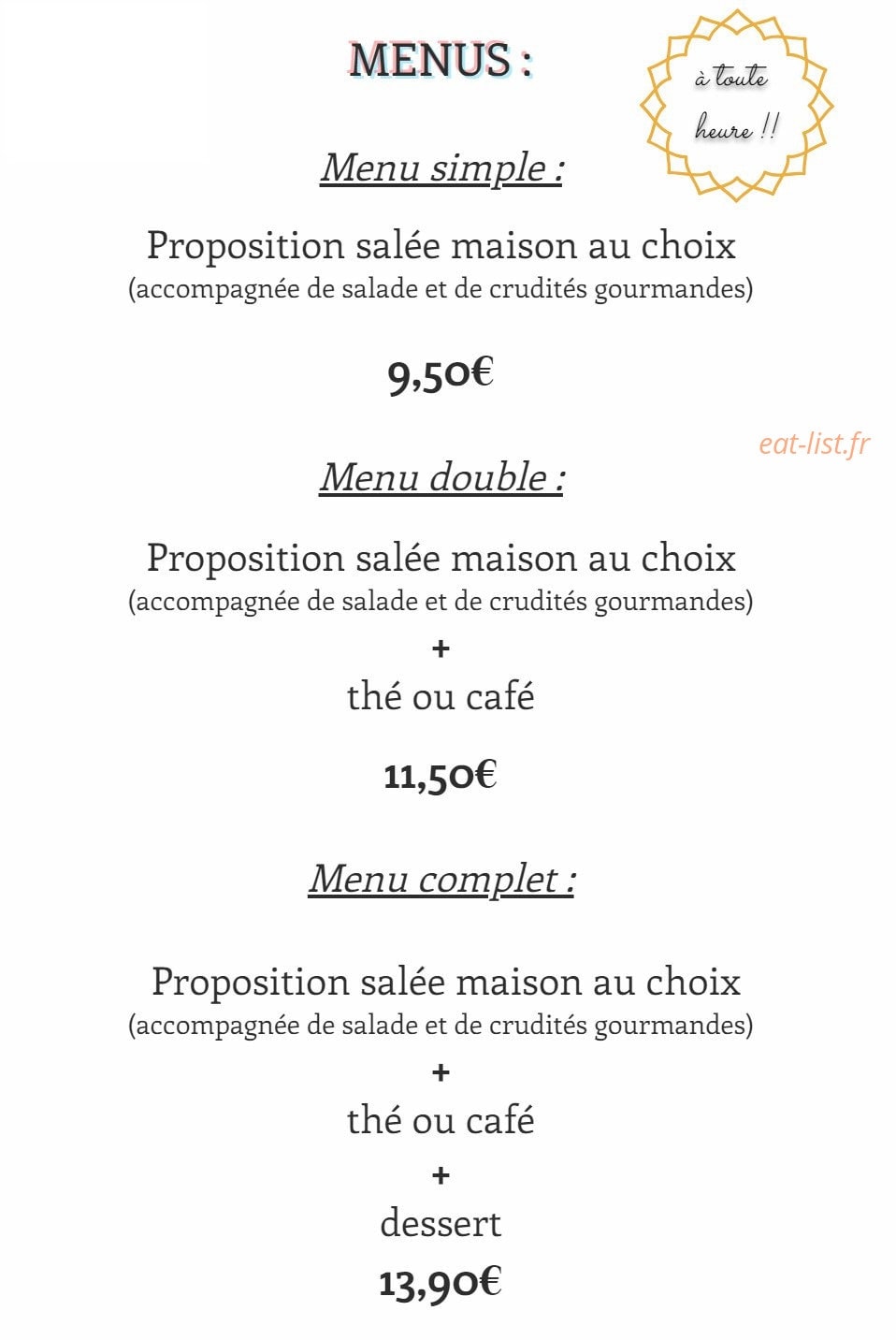 Dame Gourmande — carte page 1