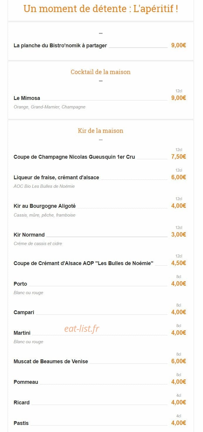 Le Bistro'nomik — carte page 3