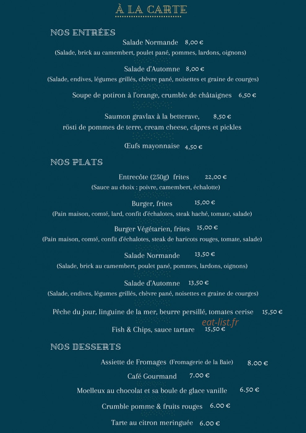 Le Grand Café — carte page 1