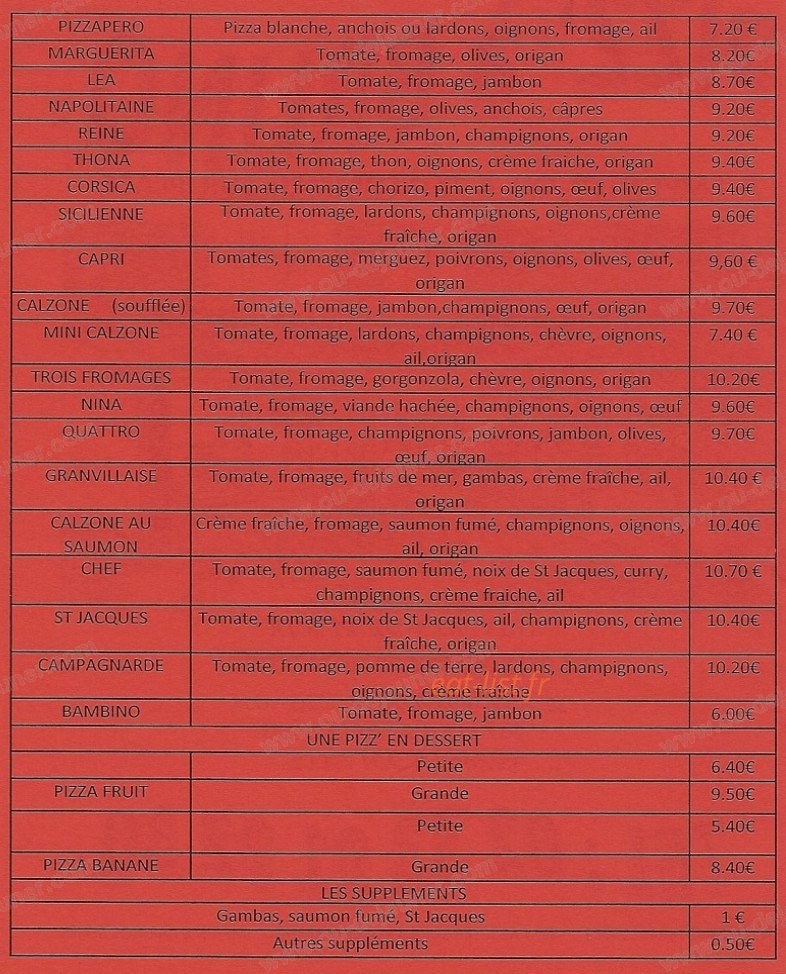 Pizz' à Bruno — carte page 2