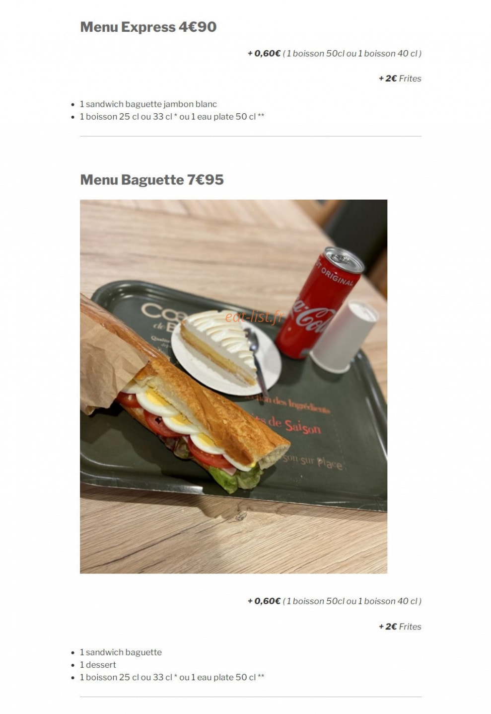 Snack and Cosy — carte page 2