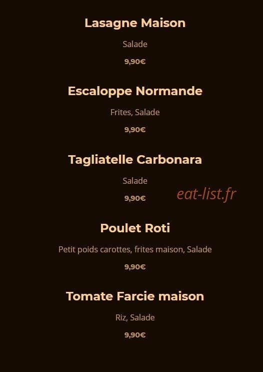 Au bistro — carte page 2