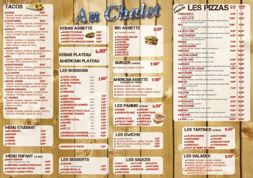 Au Chalet — carte page 1