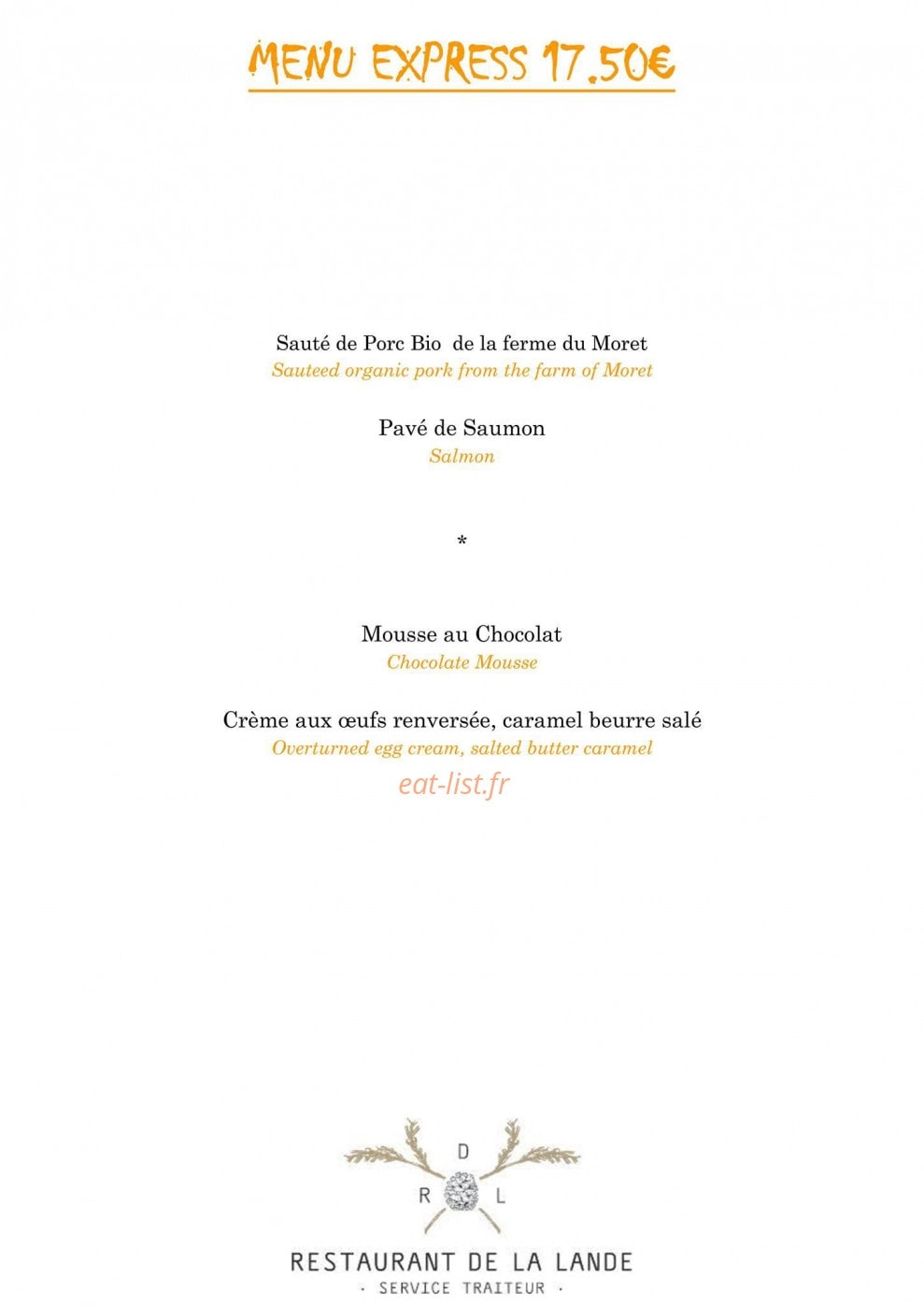 Restaurant de la Lande — carte page 4