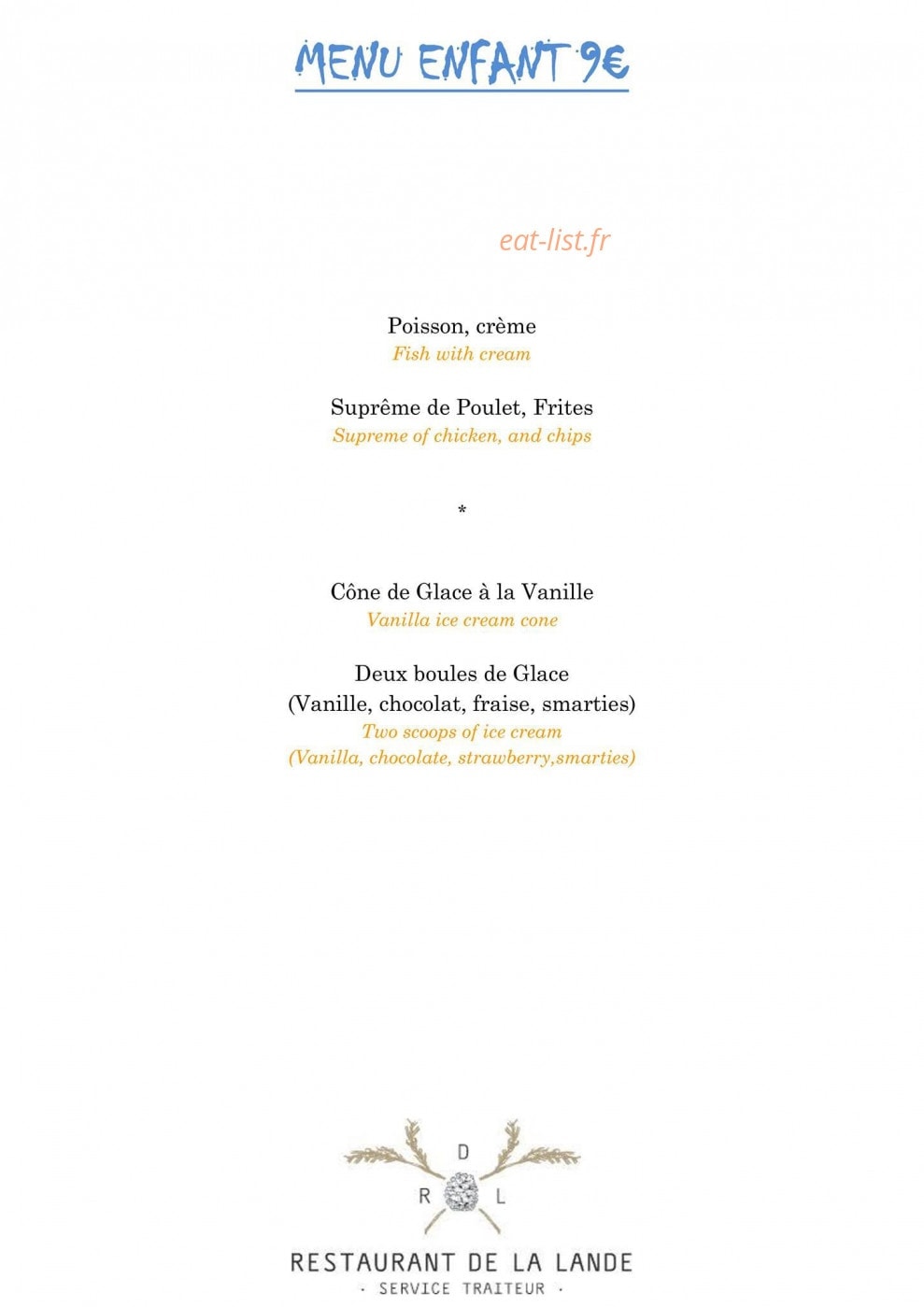 Restaurant de la Lande — carte page 7