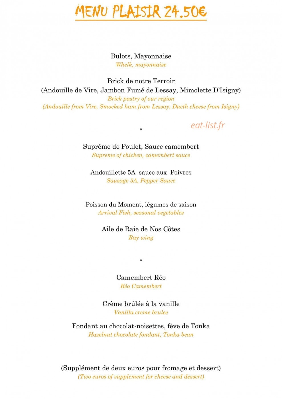 Restaurant de la Lande — carte page 5