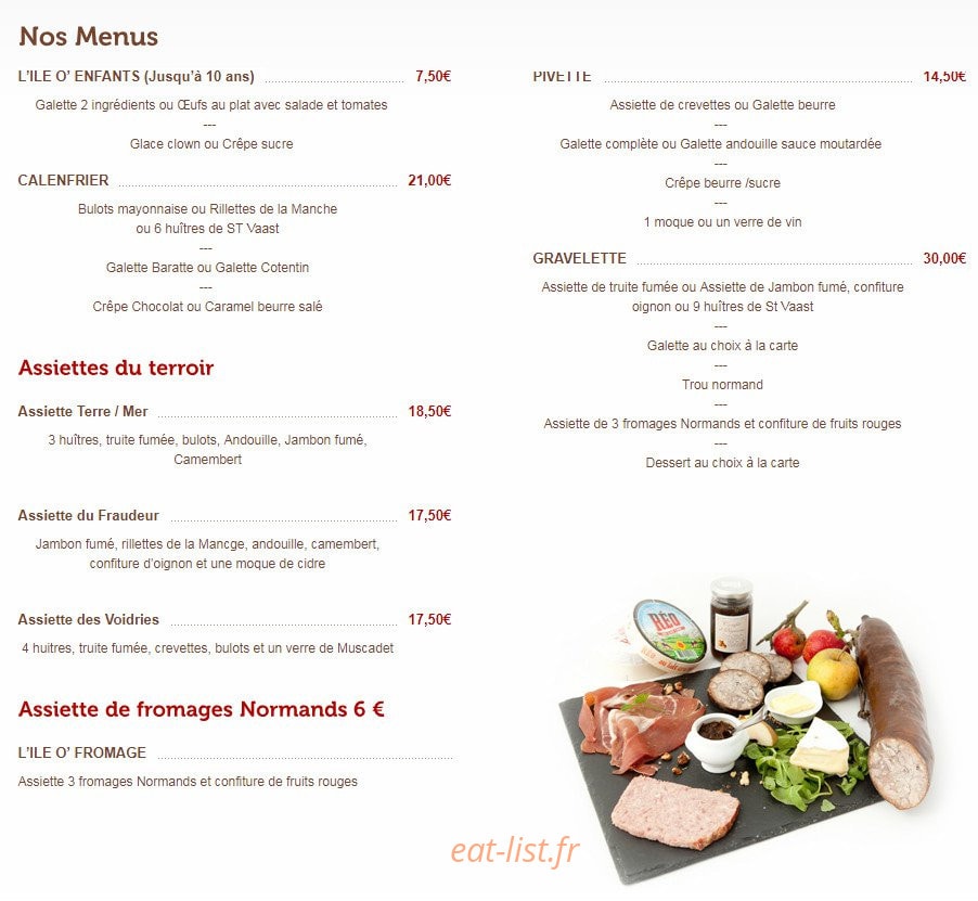 Crêperie la Gravelette — carte page 1