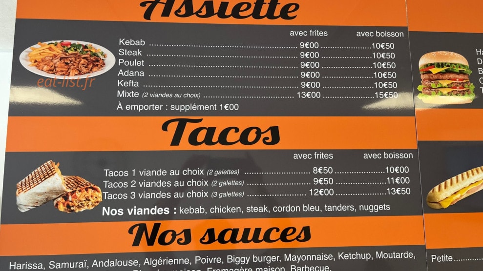 Gavray Tacos & Kebab — carte page 1
