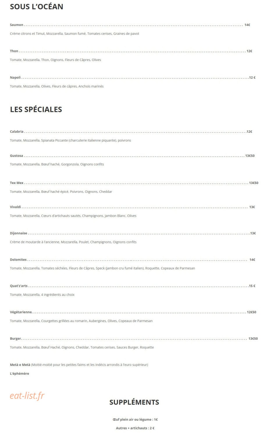 Pizza Gavray — carte page 2