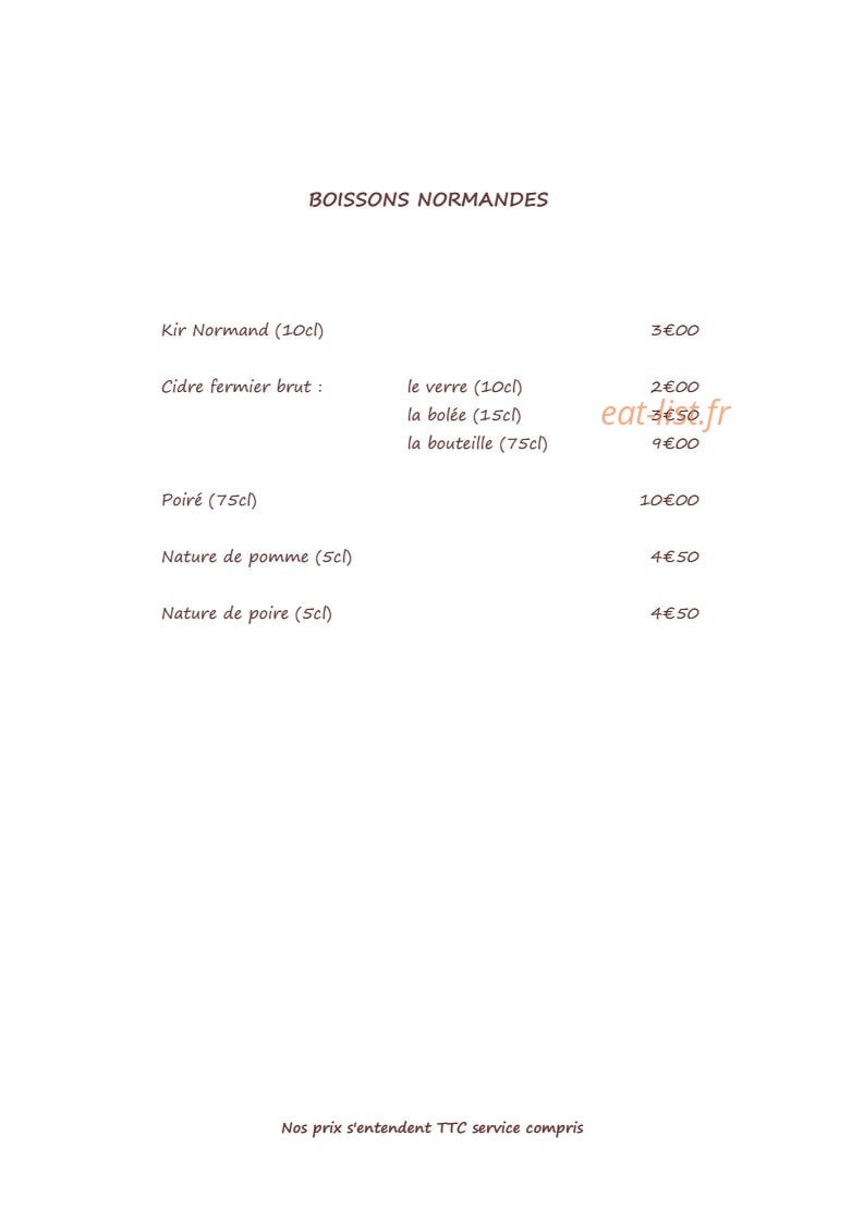 Restaurant du Délice — carte page 9