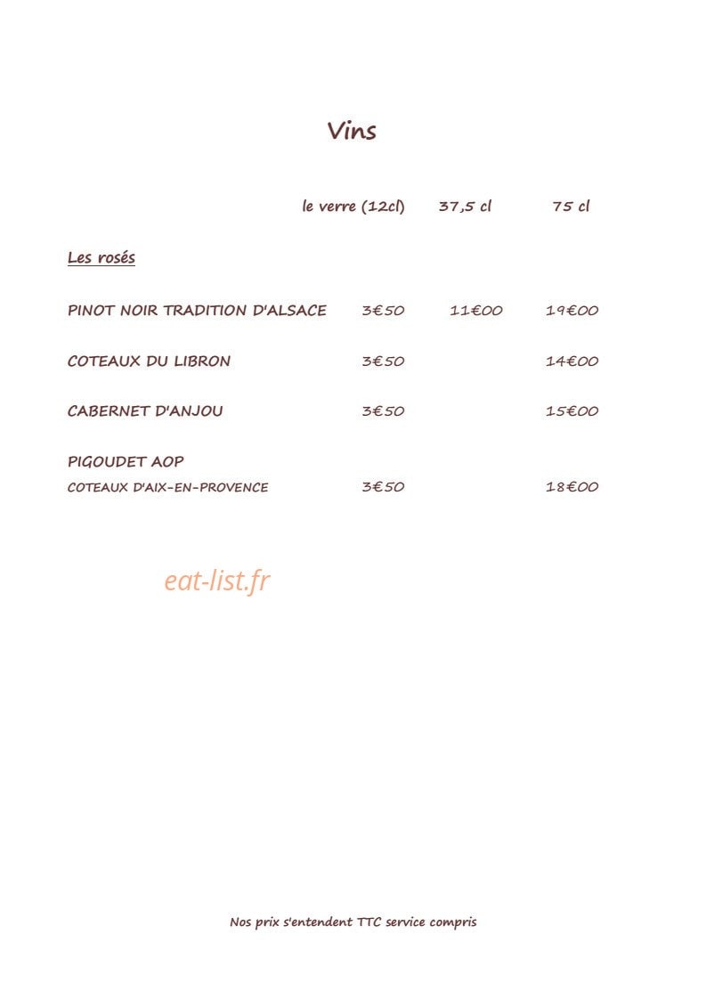 Restaurant du Délice — carte page 14