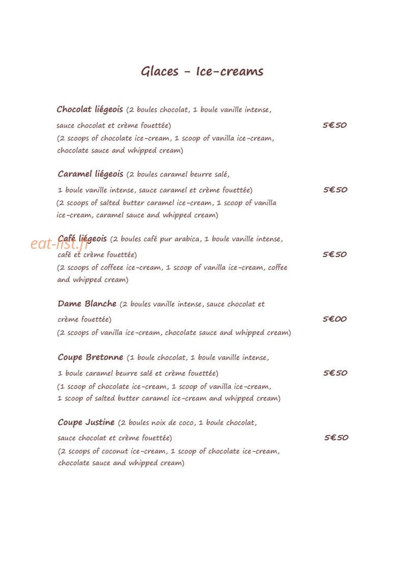 Restaurant du Délice — carte page 5