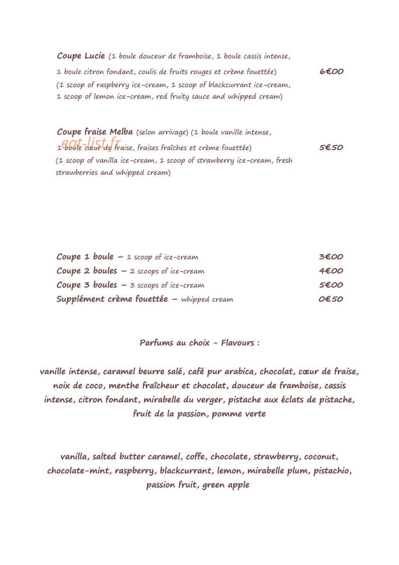 Restaurant du Délice — carte page 6