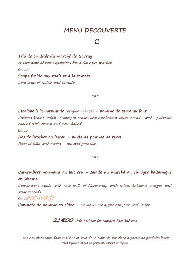 Restaurant du Délice — carte page 7