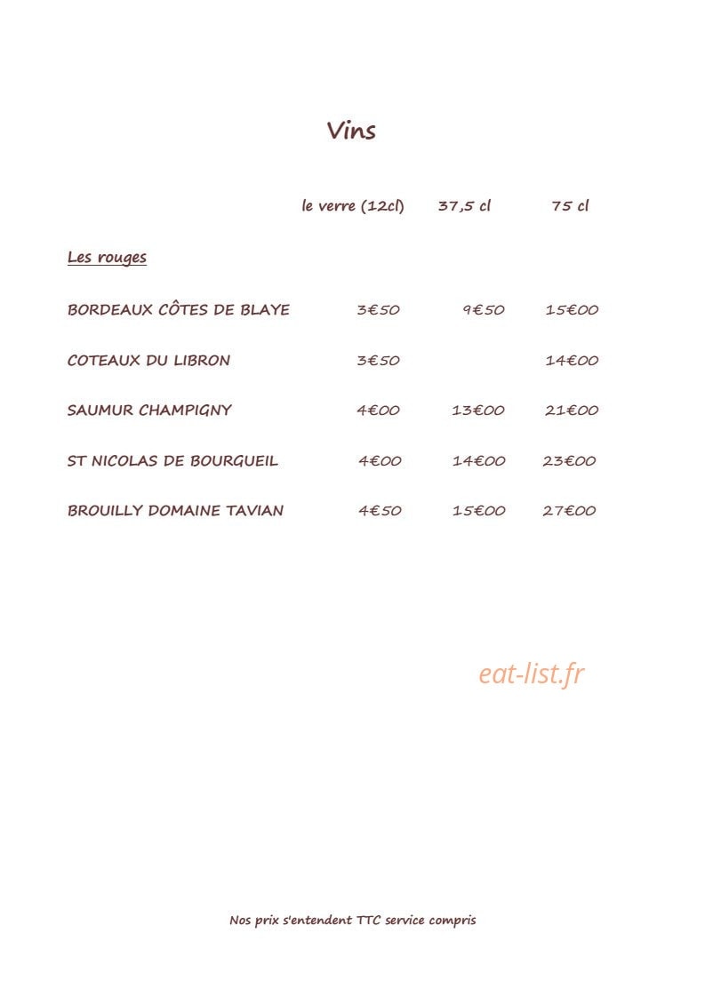 Restaurant du Délice — carte page 13