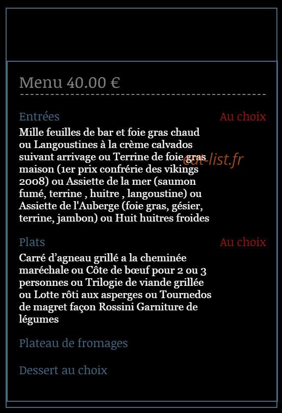 Auberge du Mesnil Rogues — carte page 3