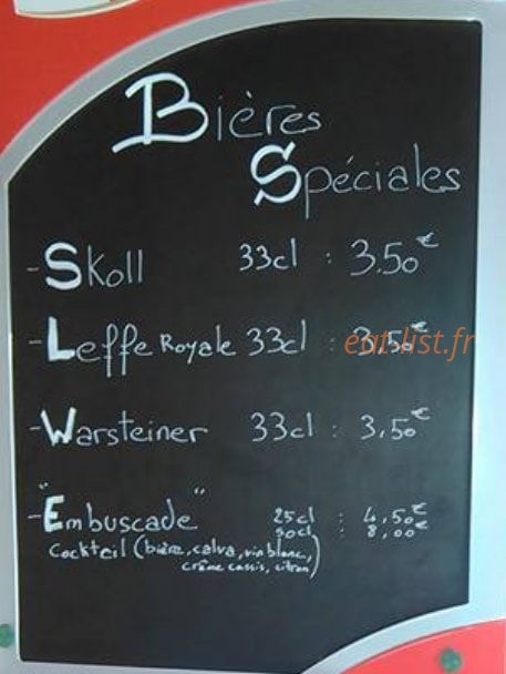 Carte et menu de Bar de L'Anguille à Liesville sur Douve — Les bières