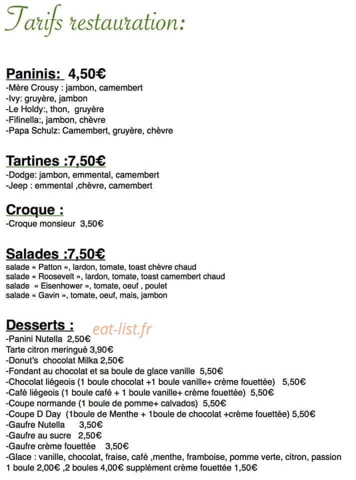 Ivy Snack Bar — carte page 1