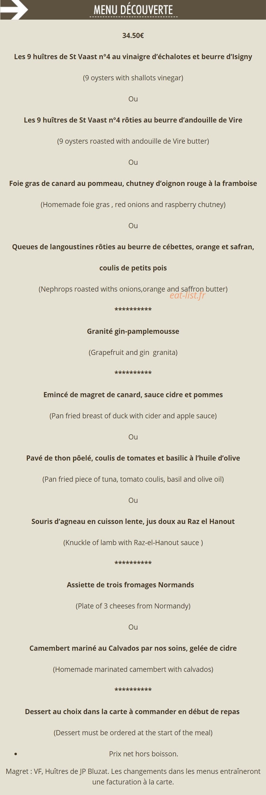 Auberge John Steele — carte page 2