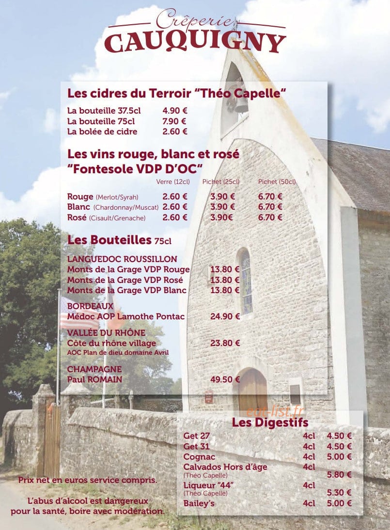 Crêperie Cauquigny — carte page 8