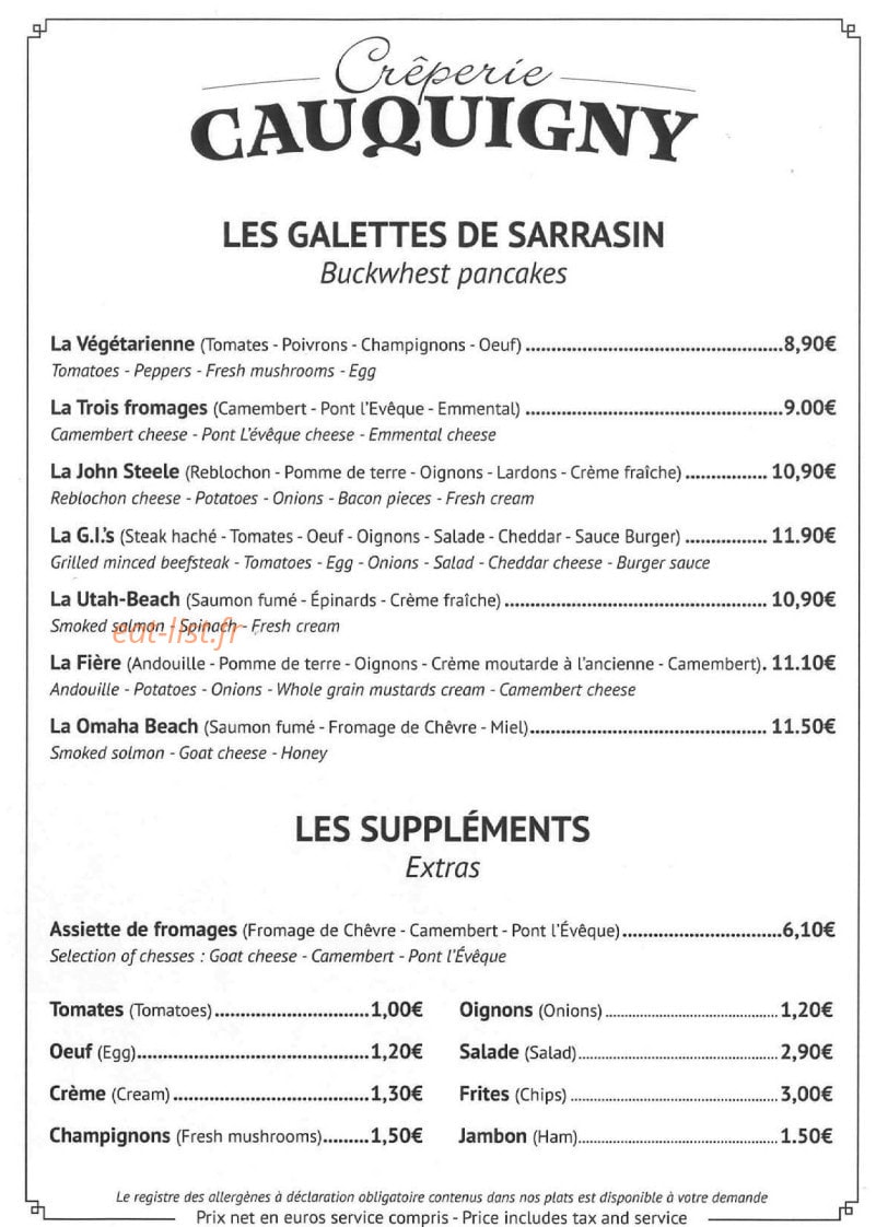 Crêperie Cauquigny — carte page 4