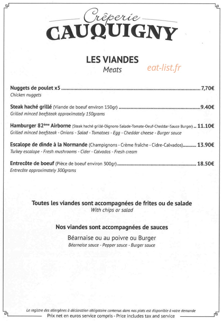 Crêperie Cauquigny — carte page 5