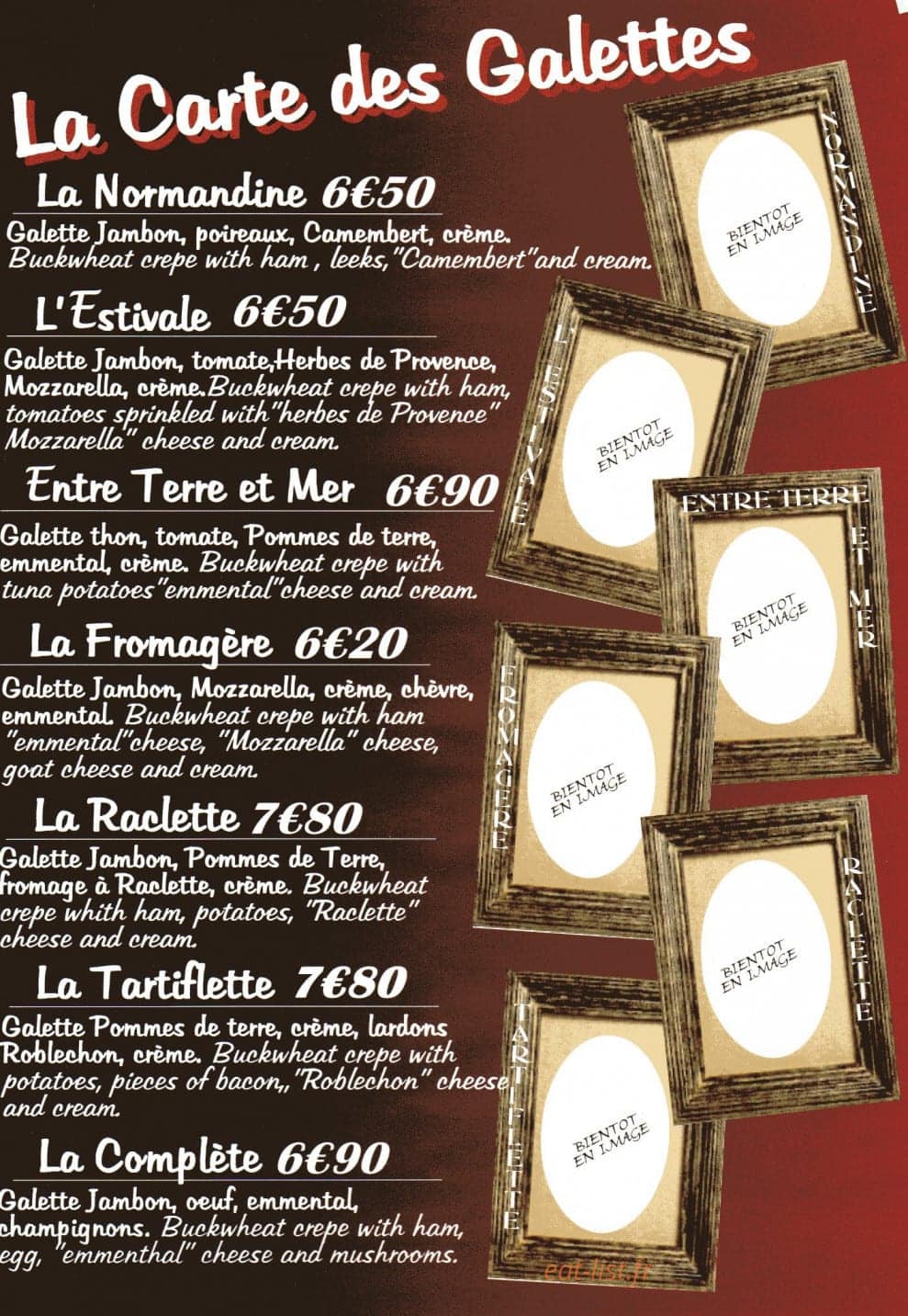 Carte et menu de Harmonie des Saisons à Saint-Sauveur-Villages — Les galettes