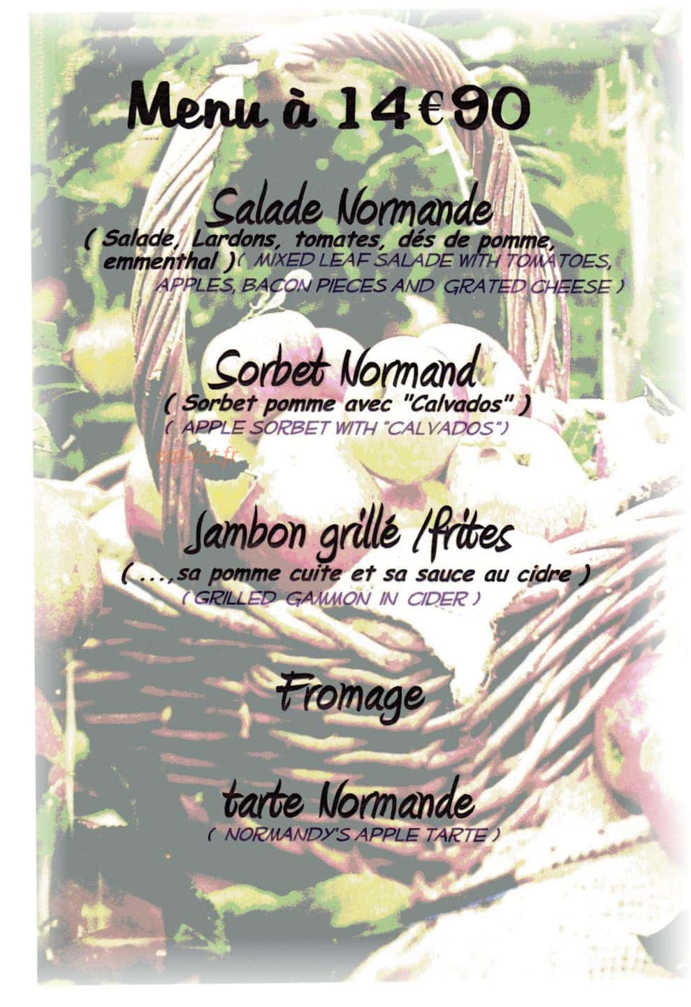 Carte et menu de Harmonie des Saisons à Saint-Sauveur-Villages — Le menu à 14,9€