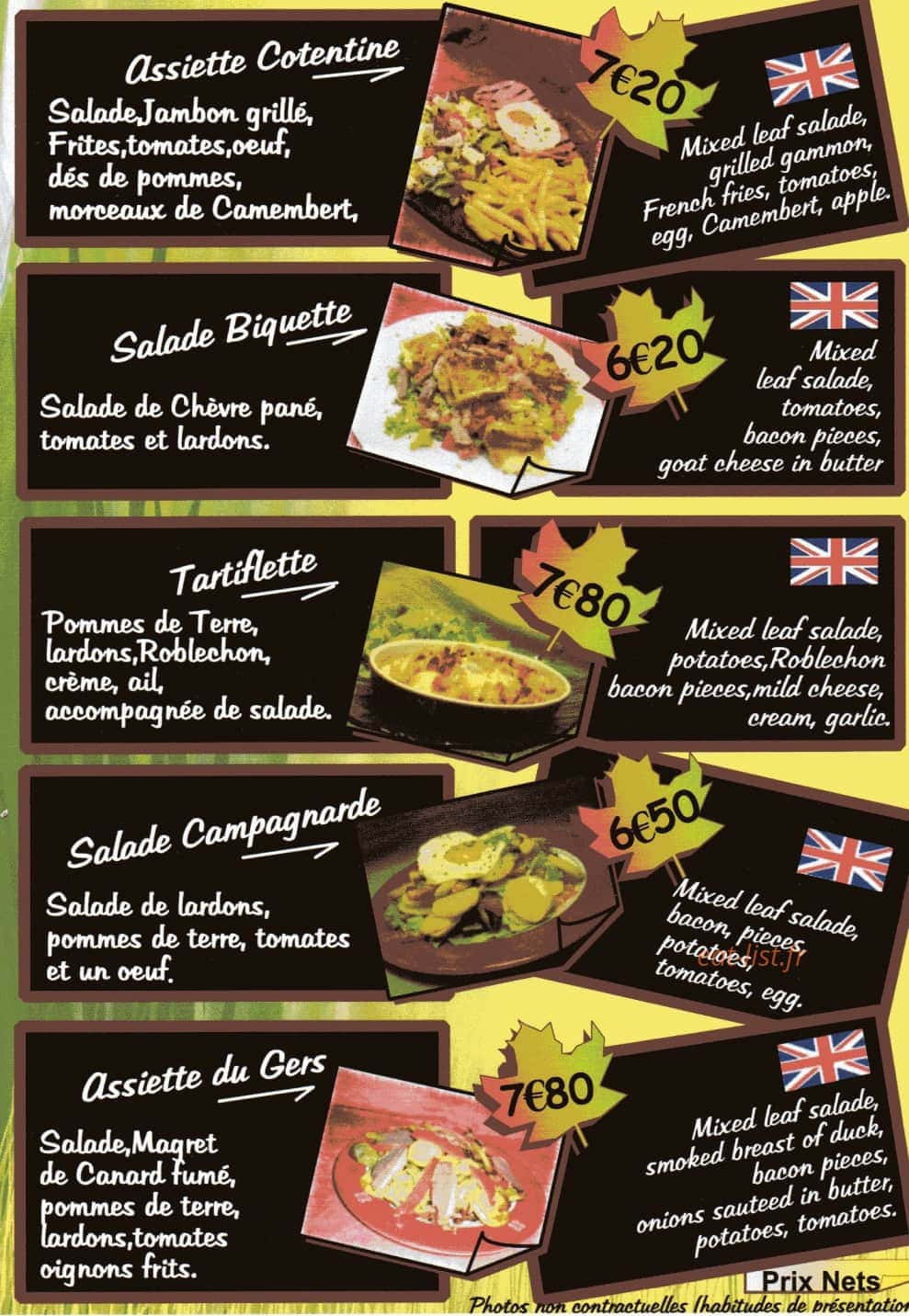 Carte et menu de Harmonie des Saisons à Saint-Sauveur-Villages — Les assiettes
