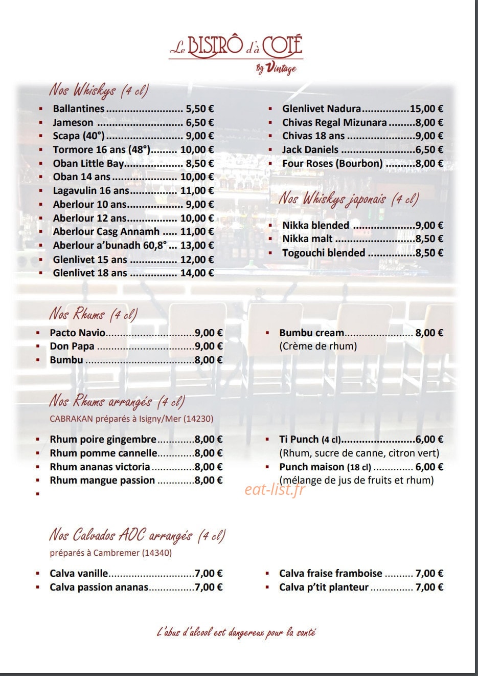 Le bistrot d'à côté — carte page 8
